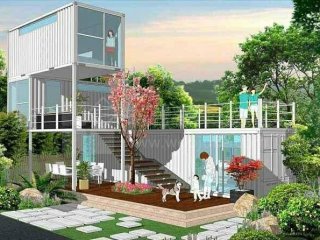 在休閑農(nóng)莊之地，他用集裝箱建了幾棟民宿